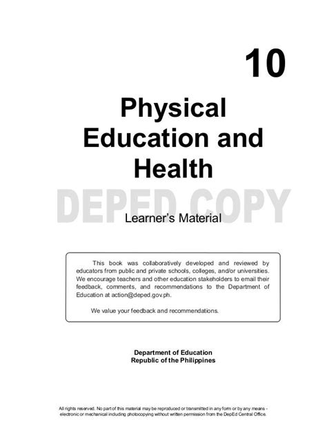 physical education grade 10 4th quarter|Physical education 10 learning material .